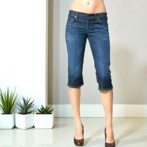 Citizens Of Humanity Bardot Blue Denim Low Waist Stretch Capri's